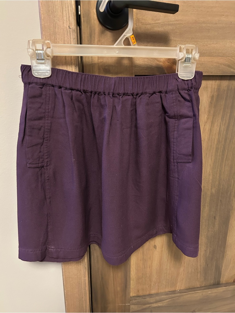 Purple Elastic-Waist Mini Skirt